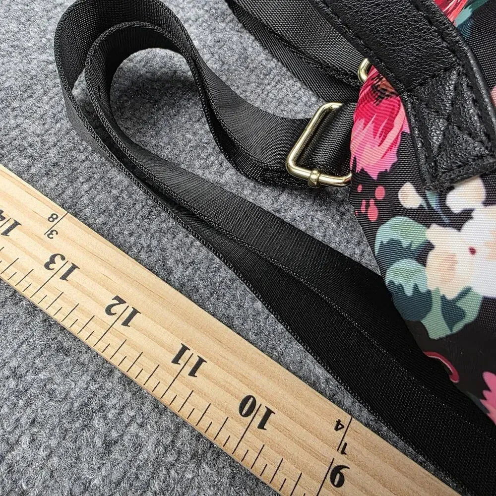 Juicy Couture Backpack Womens Mini Black Floral Rose Print Casual Daypack Zip